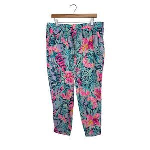 Lilly Pulitzer Piper Crop Ankle Pant Sz L Slathouse Soiree Tropical Resortwear